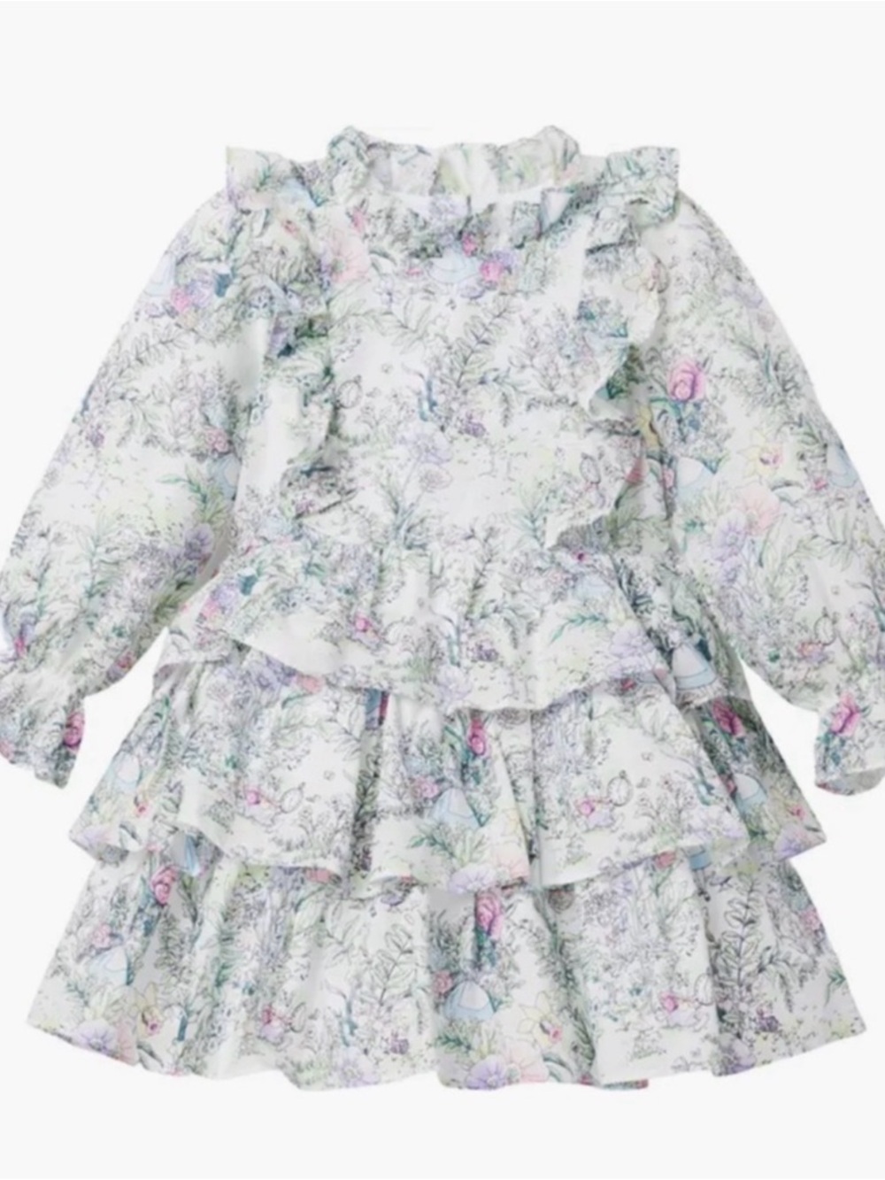 Disney x Janie and Jack Ruffle Tier Party Dress, Alice in Wonderland Print
